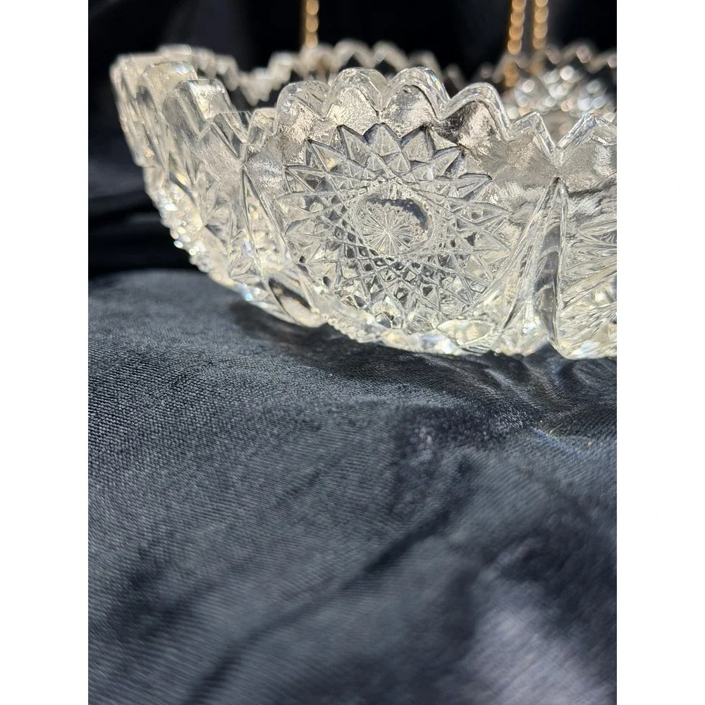 American Brilliant Period CRYSTAL Bowl-Floral Pattern, 6.5